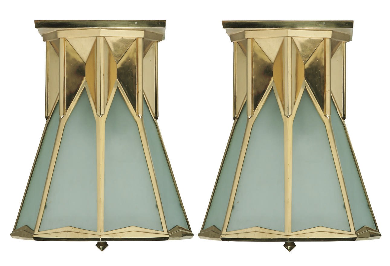 A PAIR ART DECO OF BRASS LANTERNS