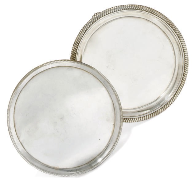 A GEORGE III CIRCULAR SILVER SALVER