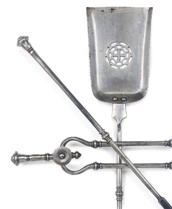 A SET OF THREE STEEL FIRE IRONS