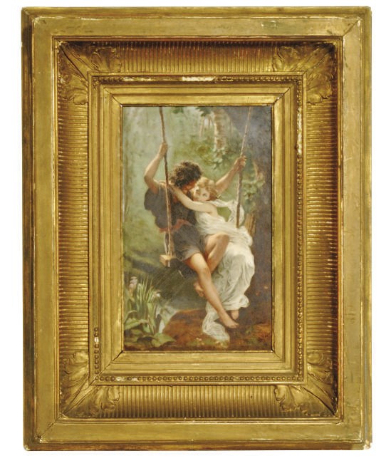 A FRENCH PORCELAIN FRAMED RECTANGULAR PLAQUE