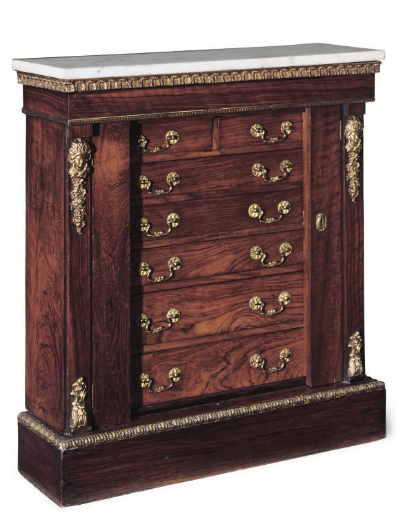 A GILT-BRONZE MOUNTED ROSEWOOD SIDE CABINET