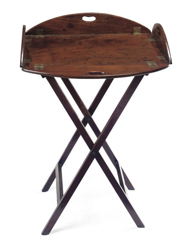 A REGENCY MAHOGANY BUTLER'S TRAY ON STAND