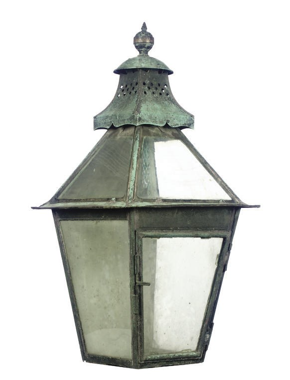 A VICTORIAN COPPER STREET LANTERN