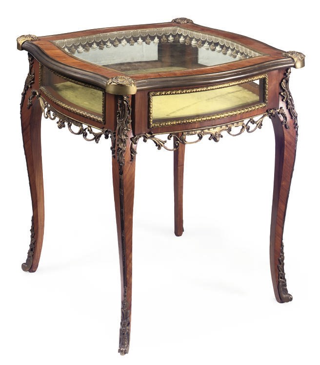 A GILT-METAL MOUNTED TULIP  BIJOUTERIE TABLE