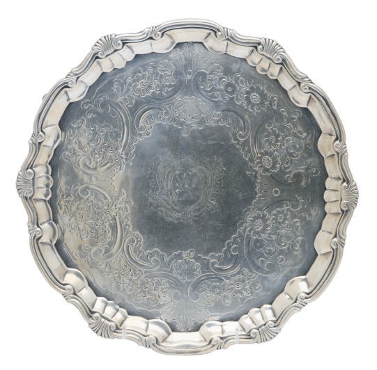 A GEORGE II SILVER SALVER,