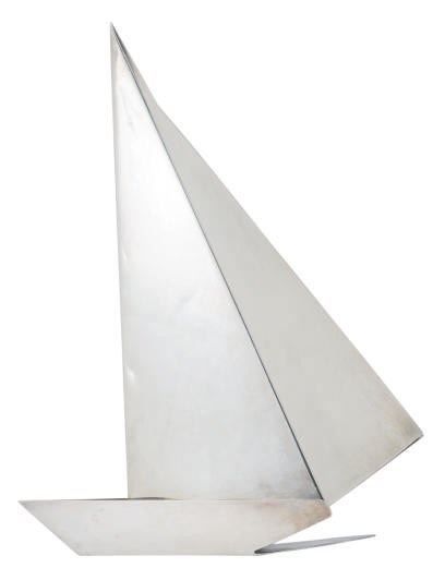 A CONTINENTAL SILVER SAILBOAT,