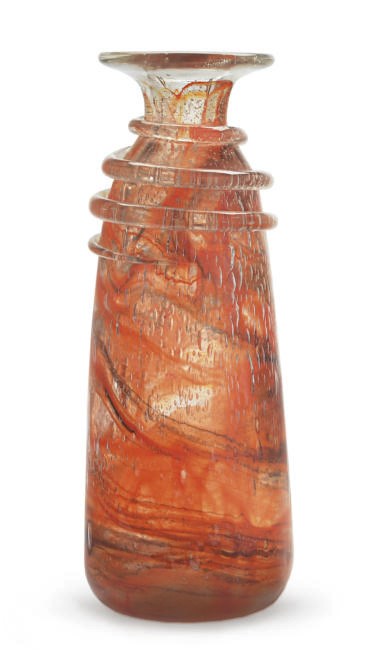 A FRENCH INTERNALLY DECORATED GLASS VASE,
