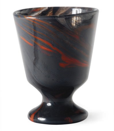 A FRENCH INTERNALLY DECORATED GLASS VASE,