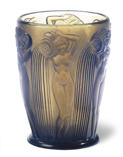A FRENCH GREY GLASS 'DANAIDES' VASE,