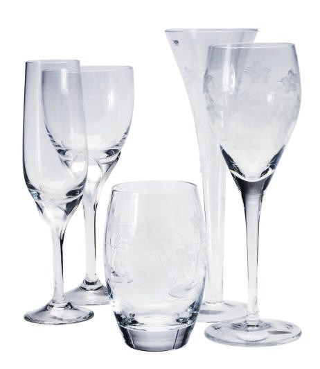AN ASSEMBLED GERMAN AND POLISH GLASS STEMWARE SET,
