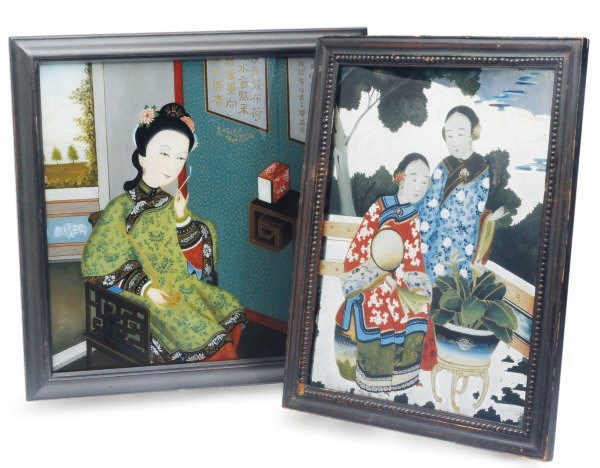 A GROUP OF CHINESE REVERSE PAINTINGS ON GLASS,
