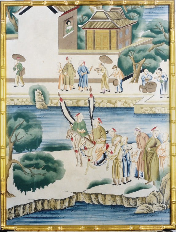 TWO FRAMED CHINESE WALLPAPER PANELS,