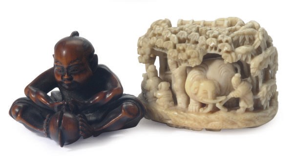 TWO JAPANESE IVORY NETSUKE,**