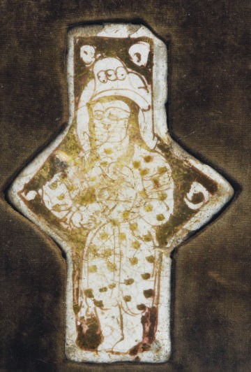 A KASHAN LUSTER POLYGONAL FIGURAL TILE,