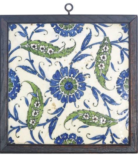 A DAMASCUS GLAZED POTTERY TILE,