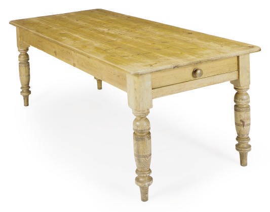 A PINE DINING TABLE,
