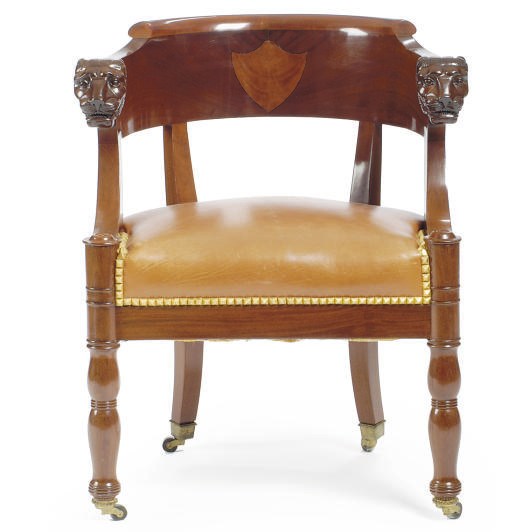 AN EMPIRE MAHOGANY FAUTEUIL DE BUREAU,