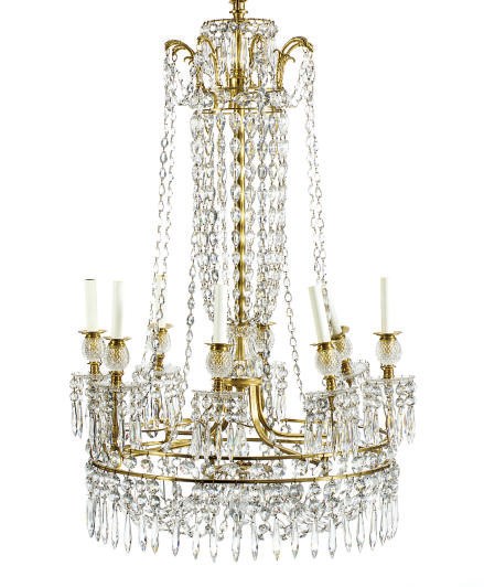 A BALTIC ORMOLU AND CUT-GLASS EIGHT-LIGHT CHANDELIER,