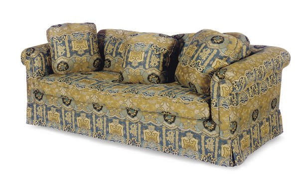 AN UPHOLSTERED SOFA,