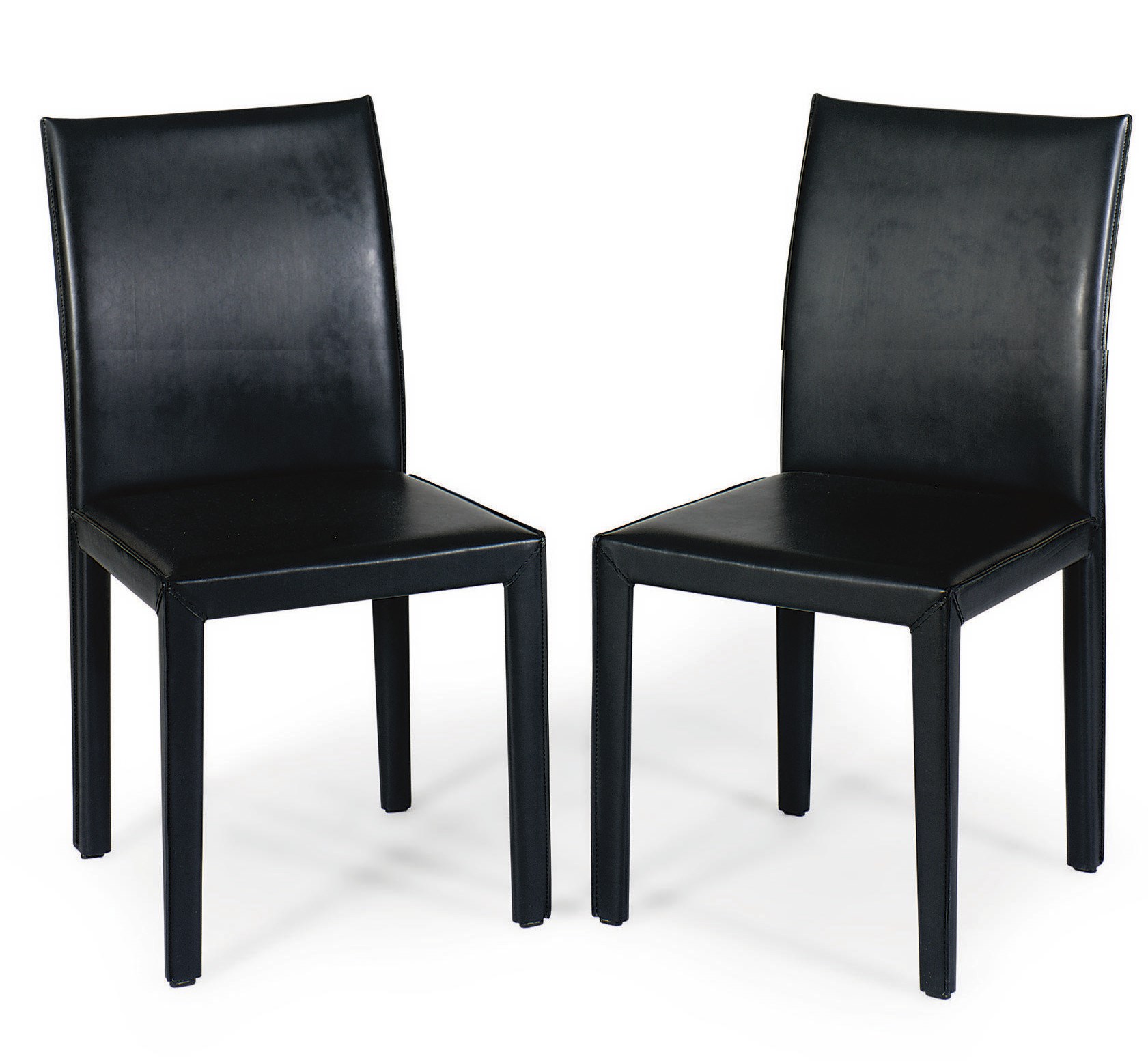 A SET OF EIGHT LEATHER DINING CHAIRS,