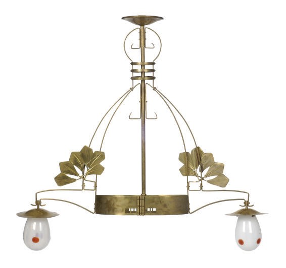 AN AUSTRIAN BRASS AND GLASS CHANDELIER,