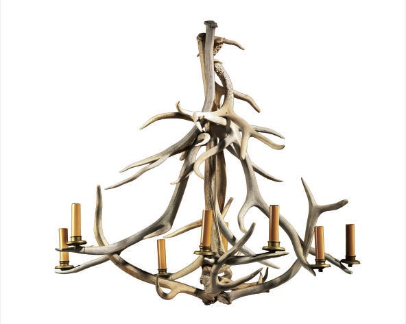 AN EIGHT-LIGHT ANTLER CHANDELIER,