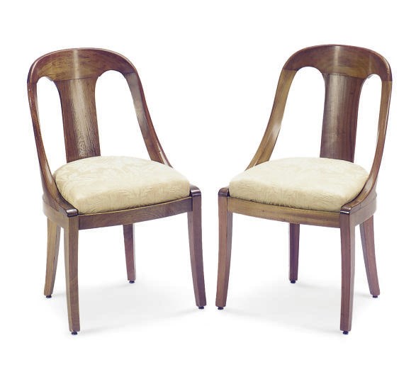 A SET OF FOUR MAHOGANY GONDOLA SIDE CHAIRS,