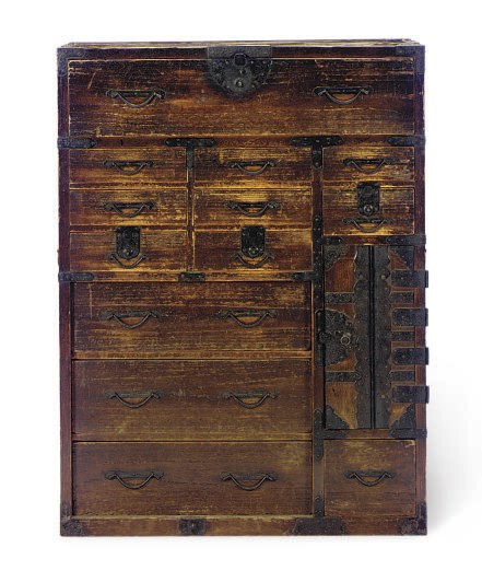 AN ASIAN METAL MOUNTED SOFTWOOD CHEST,