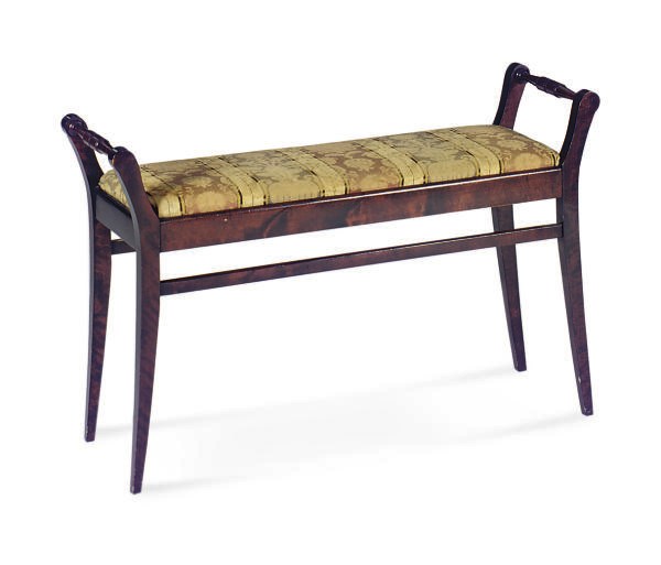 A STAINED FRUITWOOD BENCH,