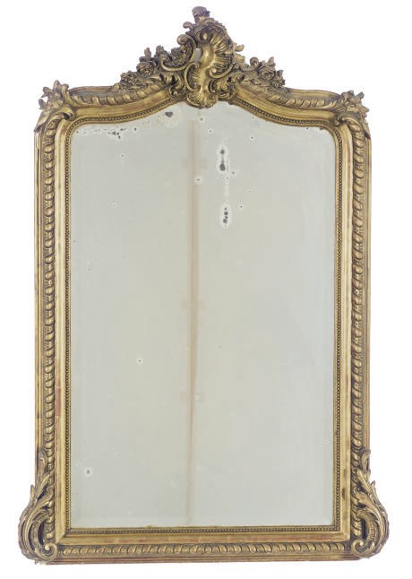 A FRENCH GILTWOOD MIRROR,