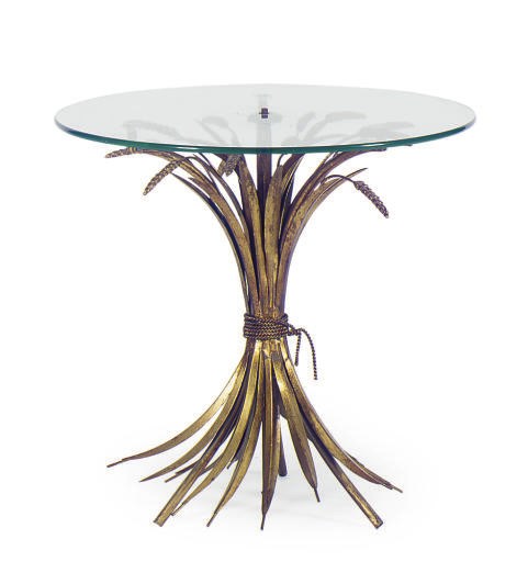 A FRENCH GILT-METAL AND GLASS SIDE TABLE,