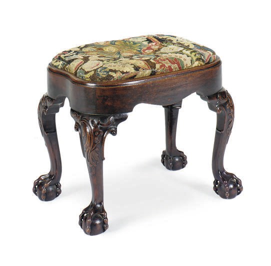 AN ENGLISH MAHOGANY STOOL,