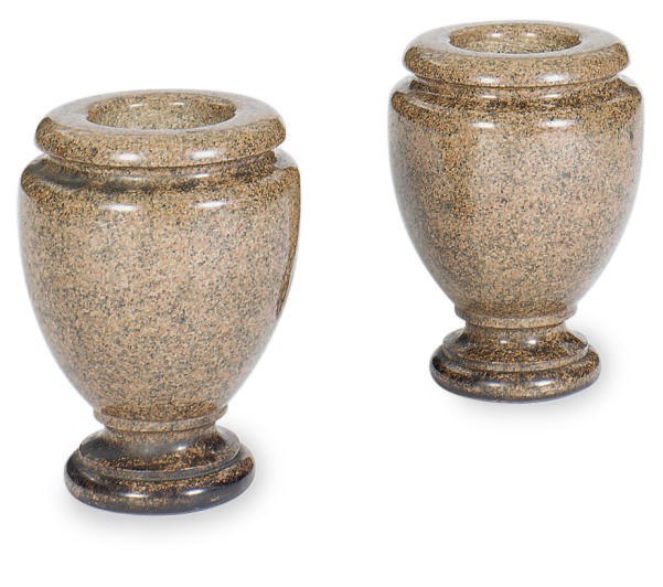 A PAIR OF GRANITE VASES,