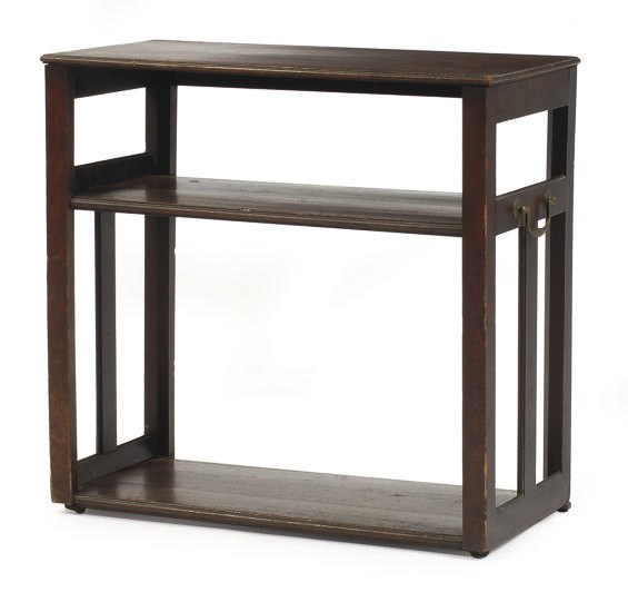A GEORGE III MAHOGANY LOW OPEN BOOKSHELF,