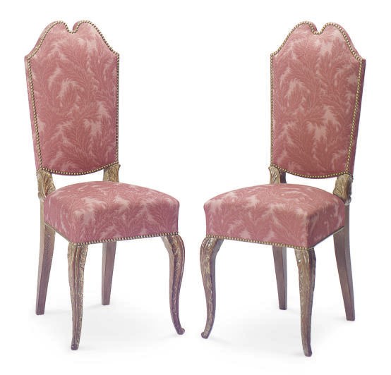 A SET OF FOUR LIMED OAK AND UPHOLSTERED SIDE CHAIRS,