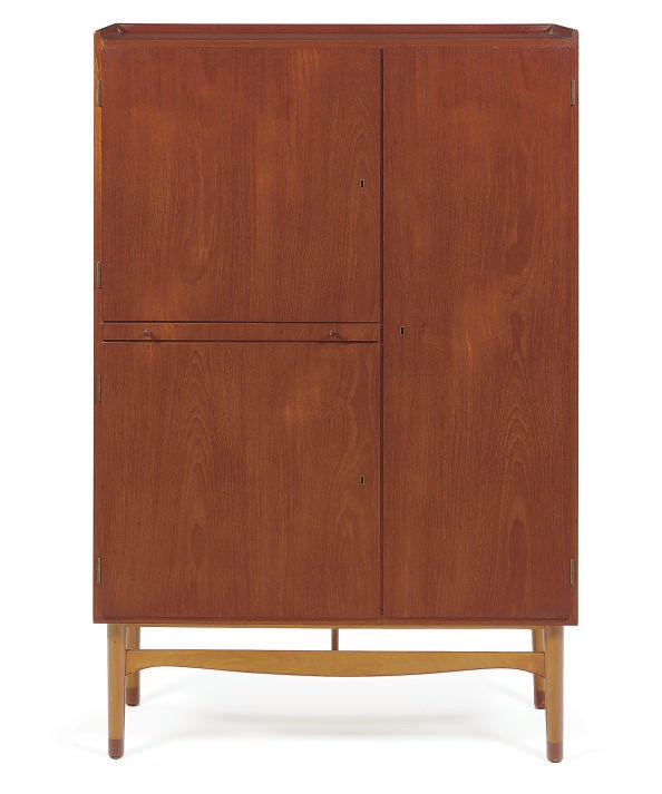 A WALNUT AND BEECH CABINET,