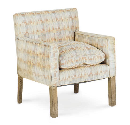 A PAIR OF OAK AND UPHOLSTERED ARMCHAIRS,