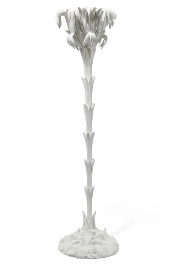 A PAINTED WOOD FLOOR LAMP,