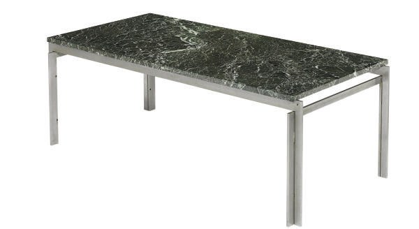 A MARBLE AND STEEL 'PK-57' COFFEE TABLE,
