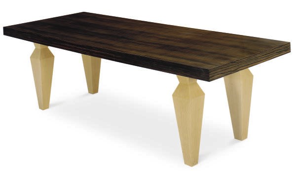 A MACASSAR EBONY AND OAK LARGE DESK,