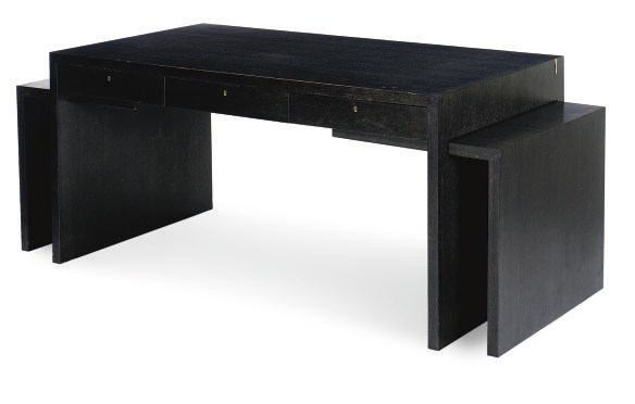 AN EBONIZED OAK 'PRESIDENT'S' DESK,