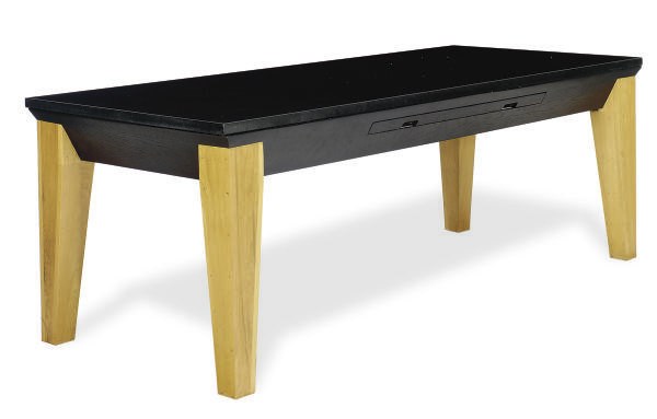 A STAINED AND EBONIZED OAK GRANITE TOP DESK,