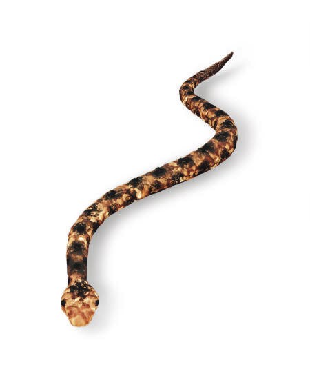 A GOUACHE-DECORATED PAPIER MACHE, ALUMINUM AND WOOD 'SNAKE LAMP',
