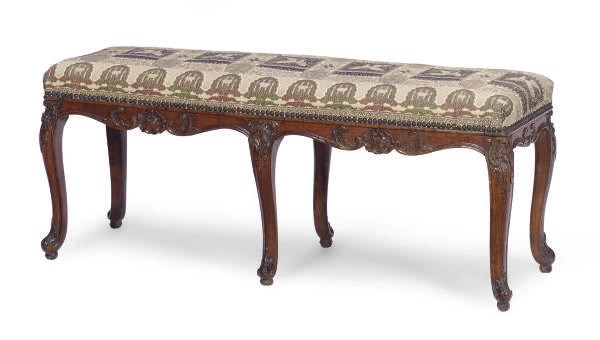 A FRENCH BEECHWOOD BENCH,