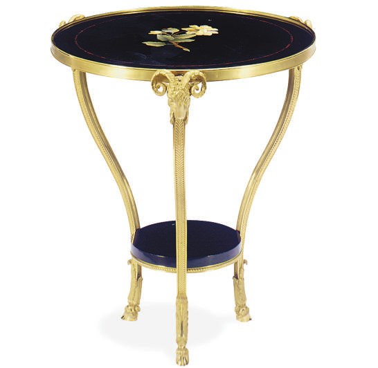 AN ORMOLU, GILT-METAL AND PIETRA DURA TOP GUERIDON,