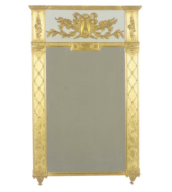 A PAINTED AND GILTWOOD MIRROR,