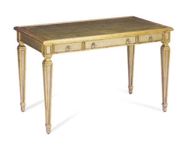 A GILTWOOD AND GILT-CRAQUELURE DECORATED BUREAU PLAT