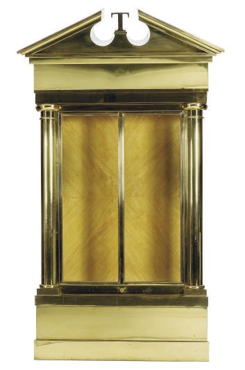 A NEAR PAIR OF BRASS, STEEL AND GLASS VITRINE-CABINETS,