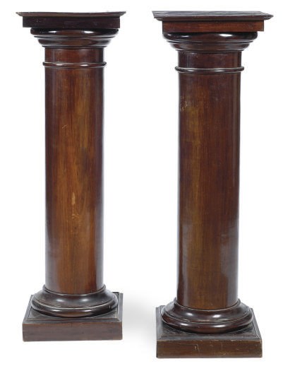 A PAIR OF MAHOGANY PEDESTALS,