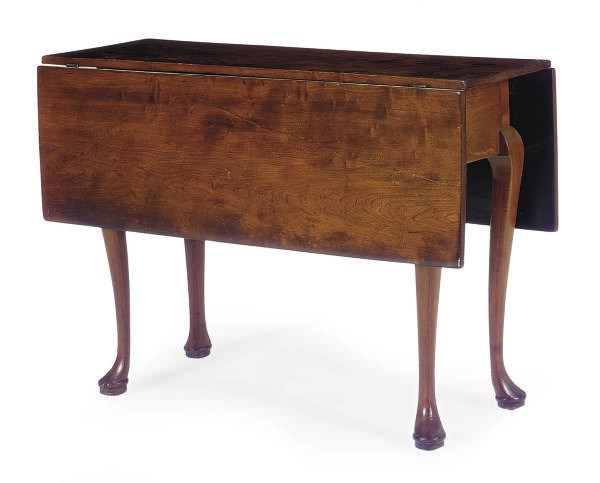 A QUEEN ANNE CHERRYWOOD AND MAHOGANY DROP-LEAF TABLE,